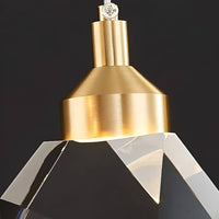 Lustre Cristal Gouttes Dorées pour Escalier et Entrée