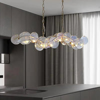 Lustre Verre Ondulé Doré pour Salle à Manger