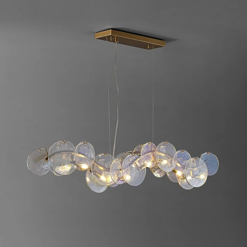 Lustre Verre Ondulé Doré pour Salle à Manger