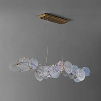 Lustre Verre Ondulé Doré pour Salle à Manger