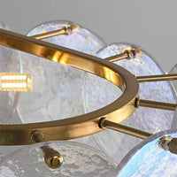 Lustre Verre Ondulé Doré pour Salle à Manger