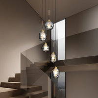 Lustre Verre Effet Lave Multi Lumières pour Escalier et Entrée
