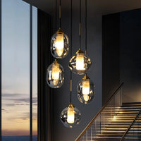 Lustre Verre Effet Lave Multi Lumières pour Escalier et Entrée