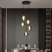 Lustre Verre Effet Lave Multi Lumières pour Escalier et Entrée