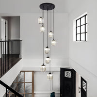 Lustre Spirale 8 Bras Cristal Noir pour Salon