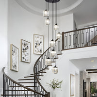 Lustre Spirale 8 Bras Cristal Noir pour Salon