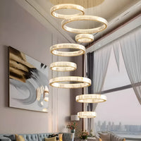 Lustre Cristal Doré 8 Niveaux pour Salon