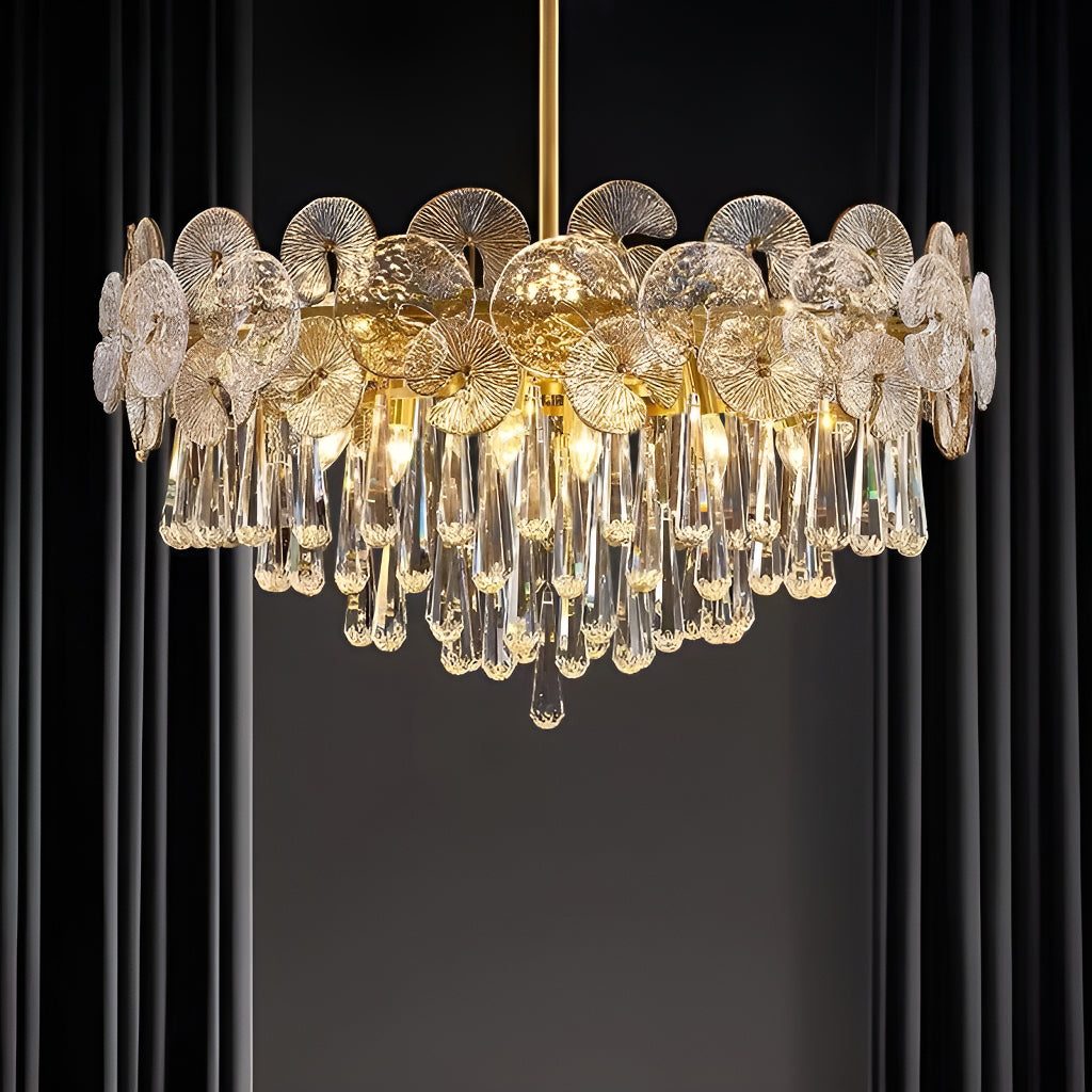 Lustre Verre Doré Boules Salon