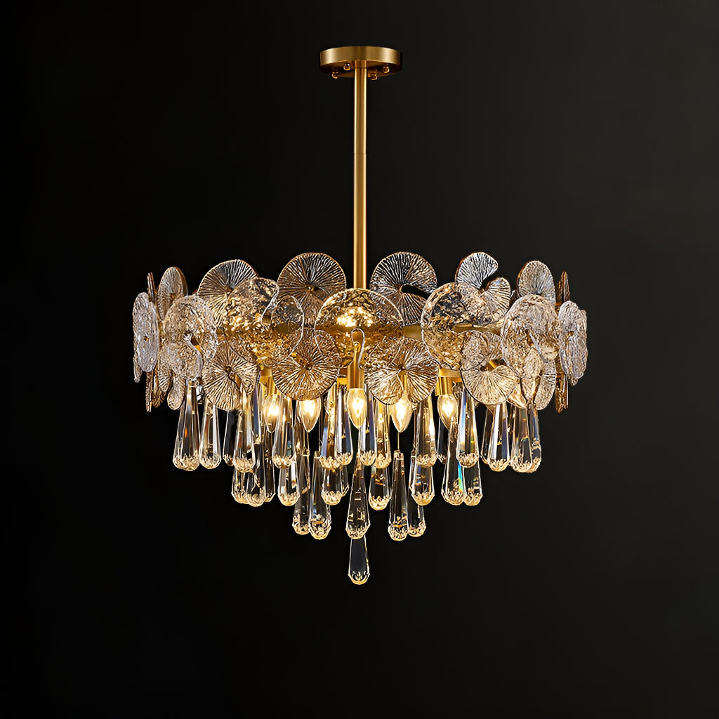 Lustre Verre Doré Boules Salon