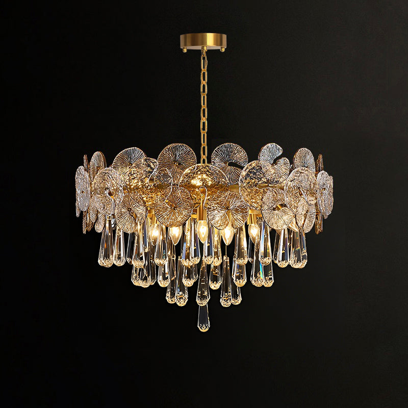 Lustre Verre Doré Boules Salon