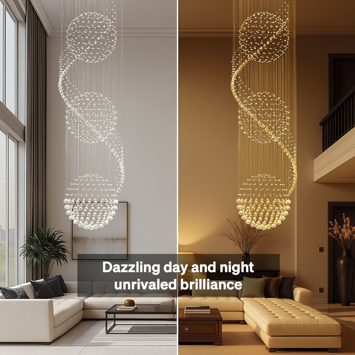 Lustre Spirale Cristal Entrée gros plan