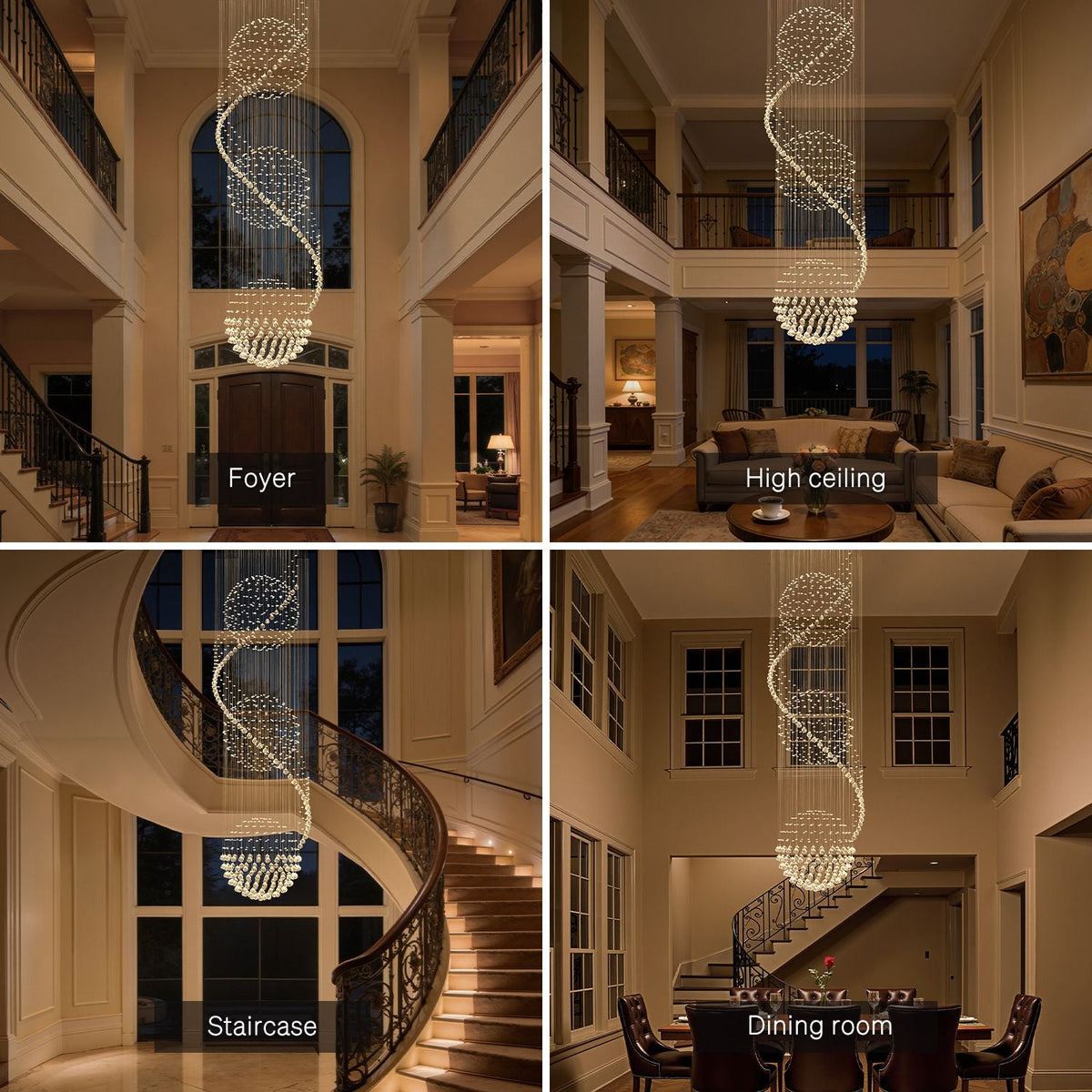 Lustre Spirale Cristal Entrée design