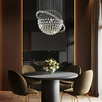 Lustre Sphère Cristal Argenté Salon