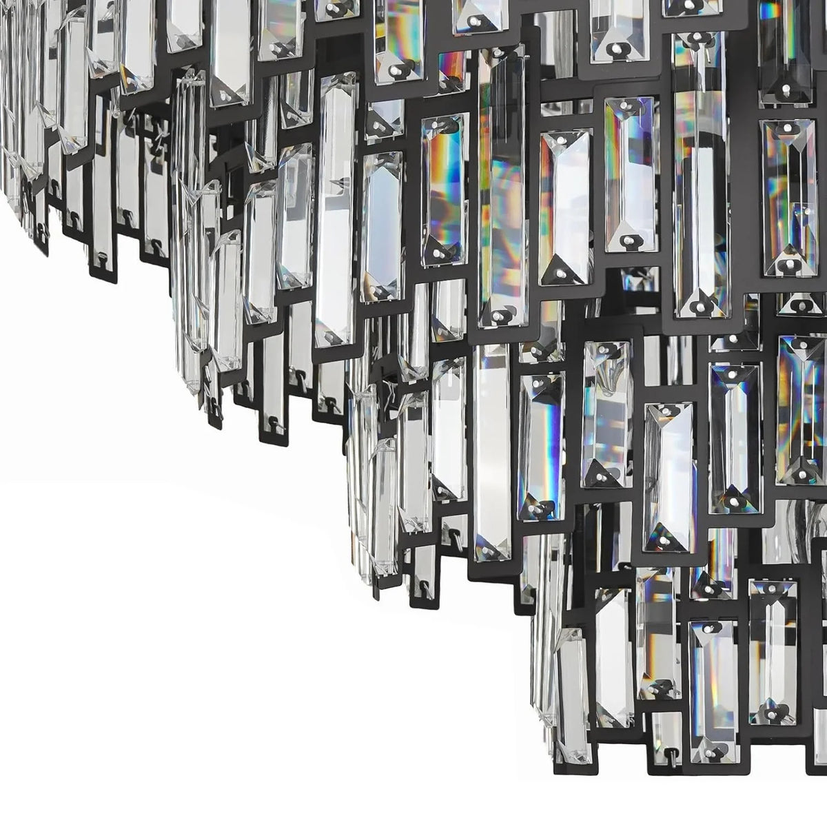 Lustre Cristal Noir K9 Rond pour Salle à Manger