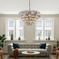 Lustre Cristal Noir K9 Rond pour Salle à Manger