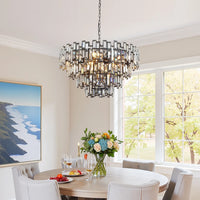 Lustre Cristal Noir K9 Rond pour Salle à Manger