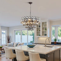 Lustre Cristal Noir K9 Rond pour Salle à Manger
