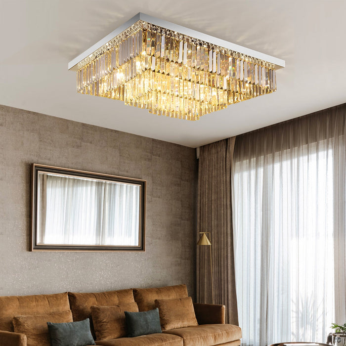 Lustre Rectangulaire Cristal Salle à Manger 15 Lumières