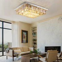 Lustre Rectangulaire Cristal Salle à Manger 15 Lumières vue d'ensemble