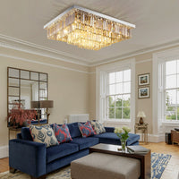 Lustre Rectangulaire Cristal Salle à Manger 15 Lumières en situation