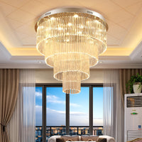 Lustre Rond Cristal Salon Argenté