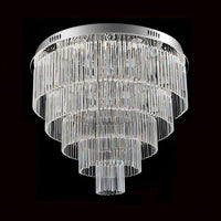 Lustre Rond Cristal Salon Argenté gros plan