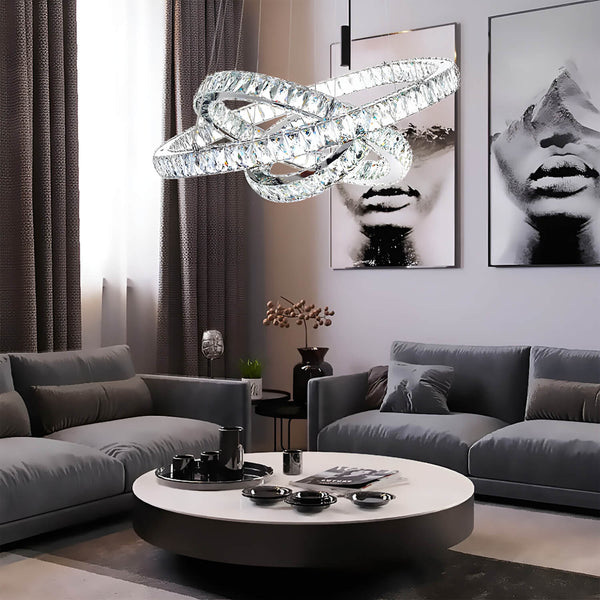 Lustre Anneau Cristal Argenté vue d'ensemble