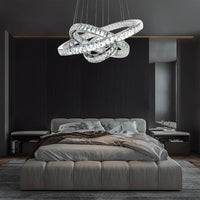 Lustre Anneau Cristal Argenté en situation