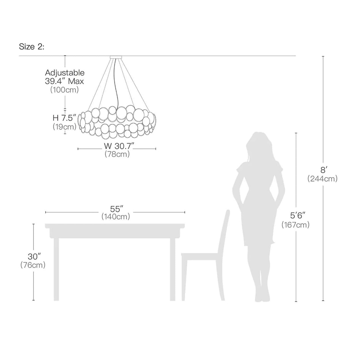Lustre Opale Cristal Chrome