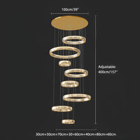 Lustre Cristal Doré 8 Niveaux pour Salon