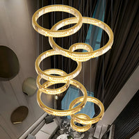 Lustre Cristal Doré 8 Niveaux pour Salon