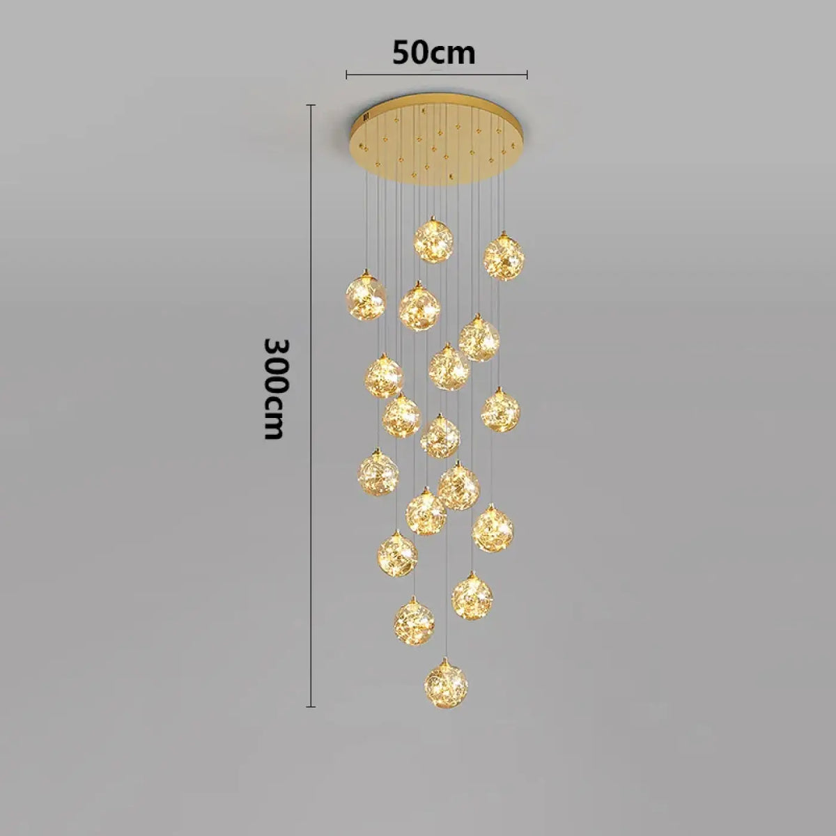 Suspension Cascade LED Dorée pour Escalier