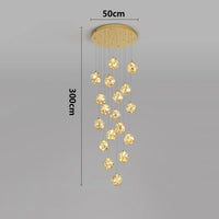 Suspension Cascade LED Dorée pour Escalier