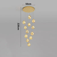 Suspension Cascade LED Dorée pour Escalier