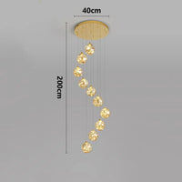 Suspension Cascade LED Dorée pour Escalier