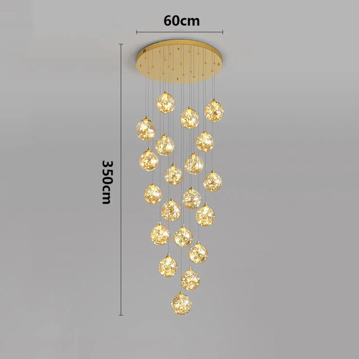 Suspension Cascade LED Dorée pour Escalier
