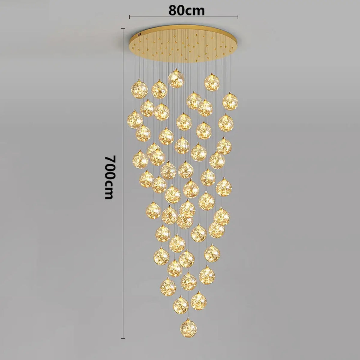Suspension Cascade LED Dorée pour Escalier