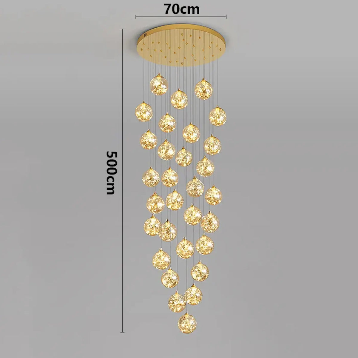 Suspension Cascade LED Dorée pour Escalier