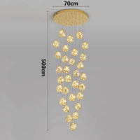 Suspension Cascade LED Dorée pour Escalier