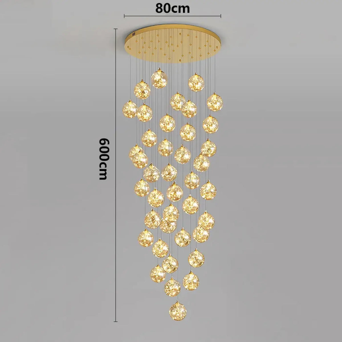Suspension Cascade LED Dorée pour Escalier