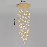 Suspension Cascade LED Dorée pour Escalier