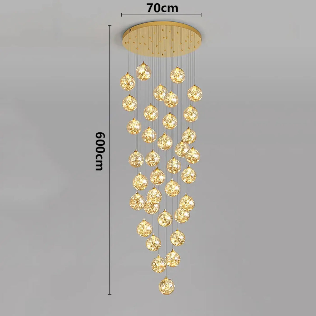 Suspension Cascade LED Dorée pour Escalier