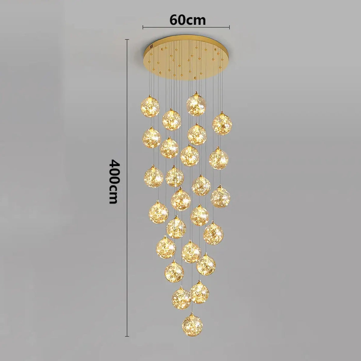 Suspension Cascade LED Dorée pour Escalier