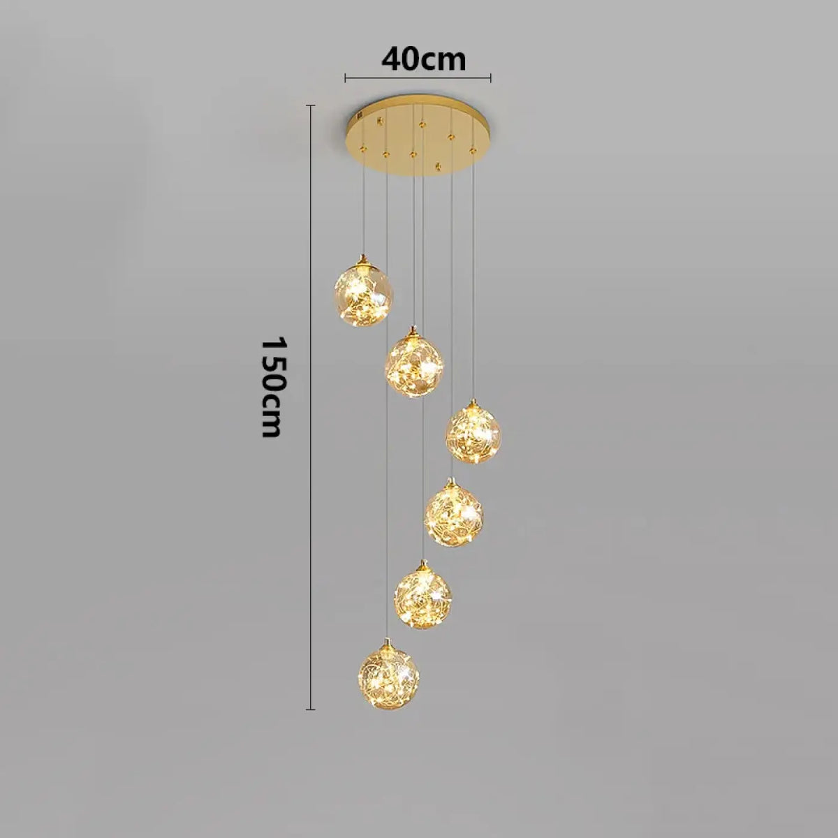 Suspension Cascade LED Dorée pour Escalier