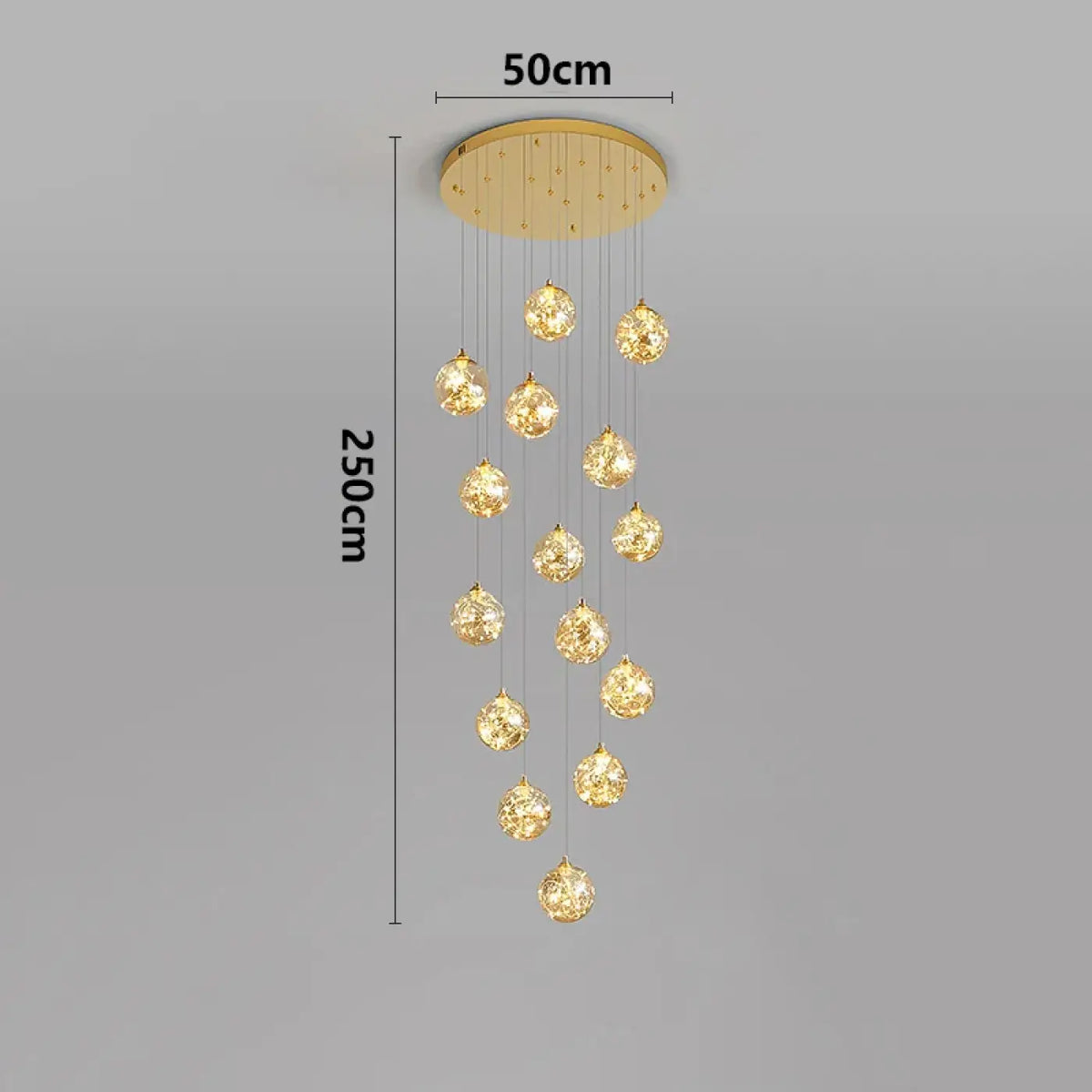 Suspension Cascade LED Dorée pour Escalier