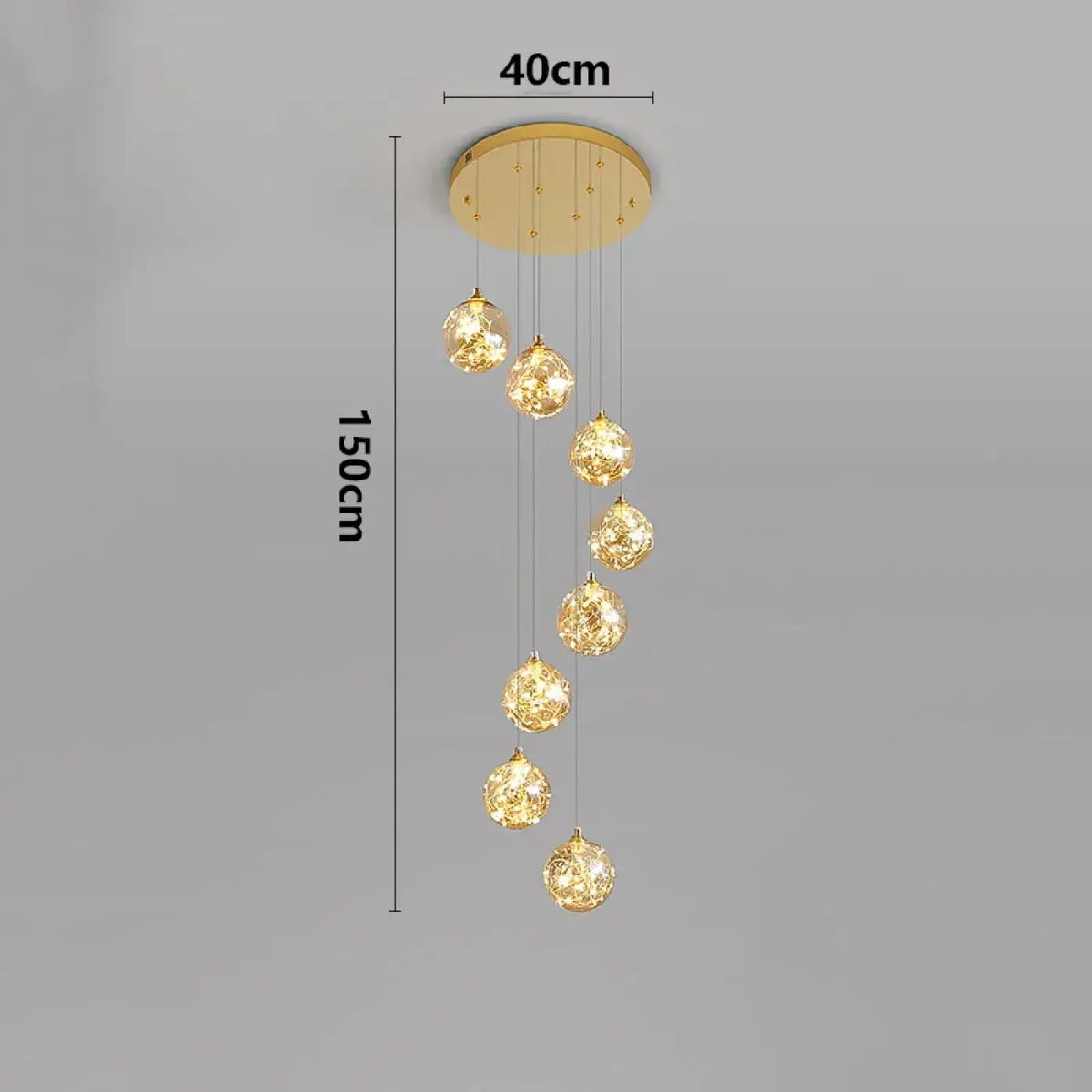 Suspension Cascade LED Dorée pour Escalier