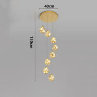 Suspension Cascade LED Dorée pour Escalier