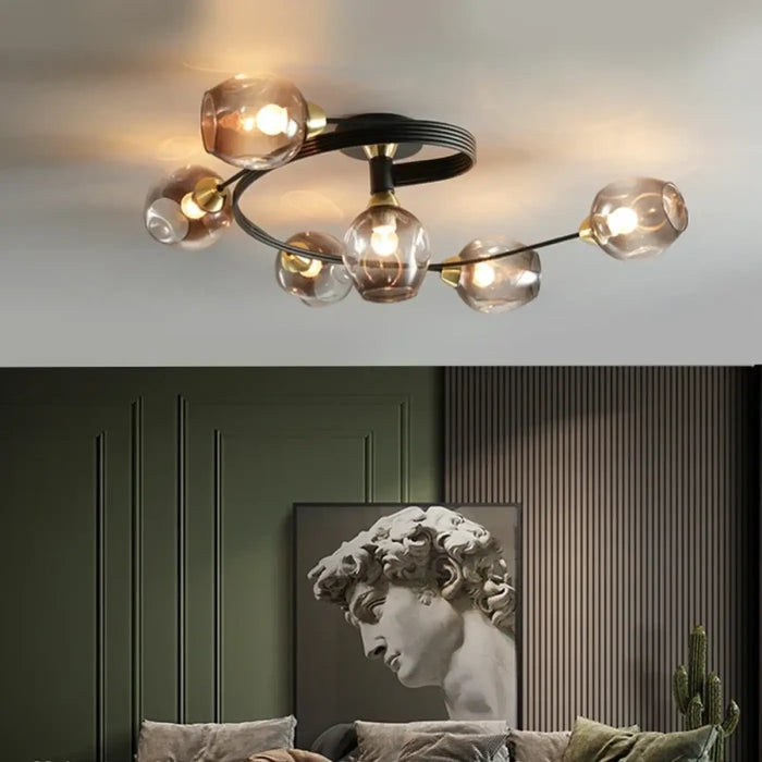 Plafonnier Noir et Or pour Salon Moderne