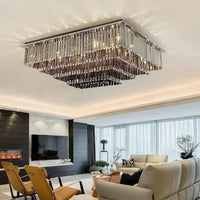 Plafonnier Carré Cristal Doré