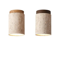 Plafonnier Cylindrique Pierre et Bois
